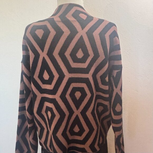Maeve by Anthropologie sweater SZ M Mock turtleneck 3/4 sleeves Black brown - Picture 3 of 5